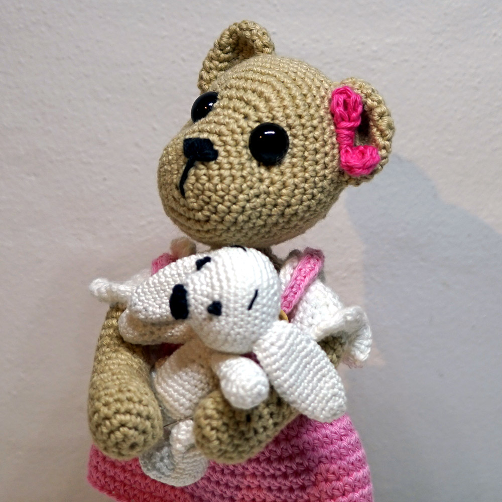 Bamsen Berit med kaninunge | Hæklet - Billede 6