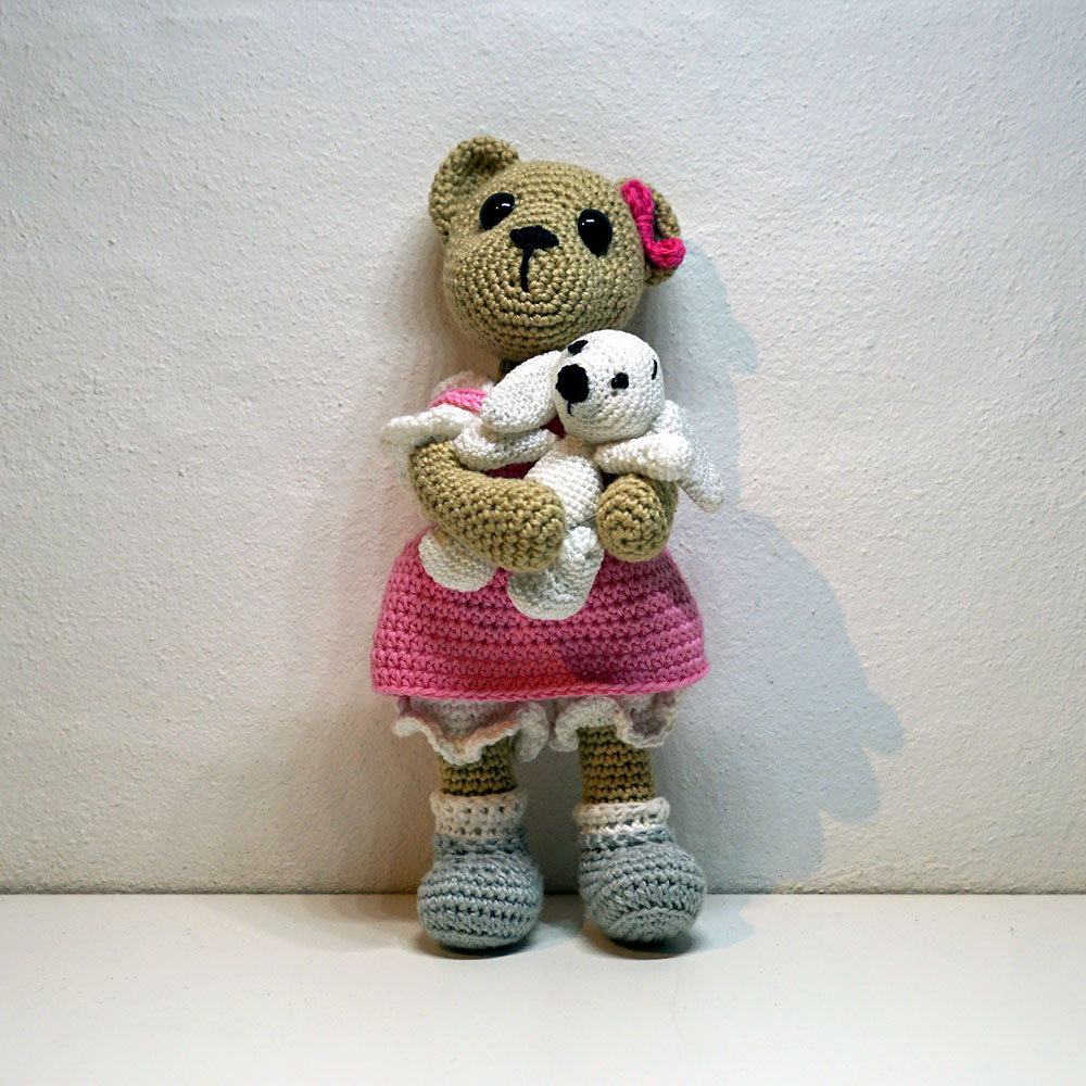 Bamsen Berit med kaninunge | Hæklet - Billede 7